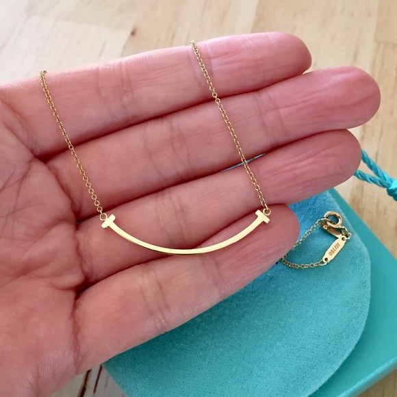 -SOLD- Tiffany T Mini Smile 18K Gold Necklace - Picture 3 of 7